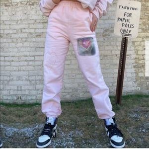 NWT Boys Lie Eat Your Heart Out light pink Sweatpants size small